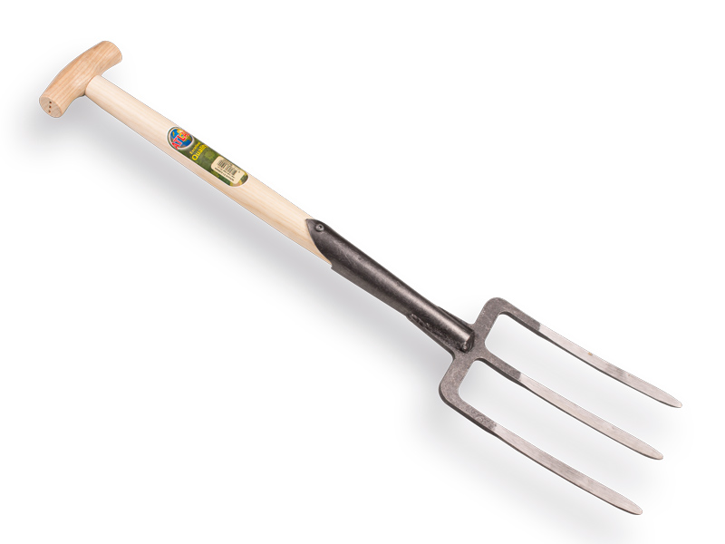 [865500] Digging fork De WIT 3-prong with double spring and ATLAS T-handle 50 cm