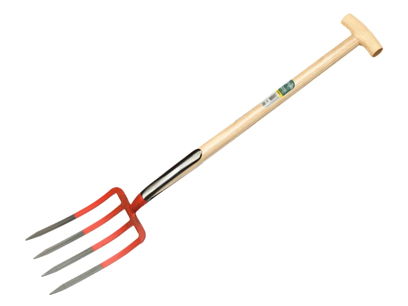 [865855] Spitvork OFFNER 4 tands rood, met dubbele veer en ATLAS T-steel 90 cm