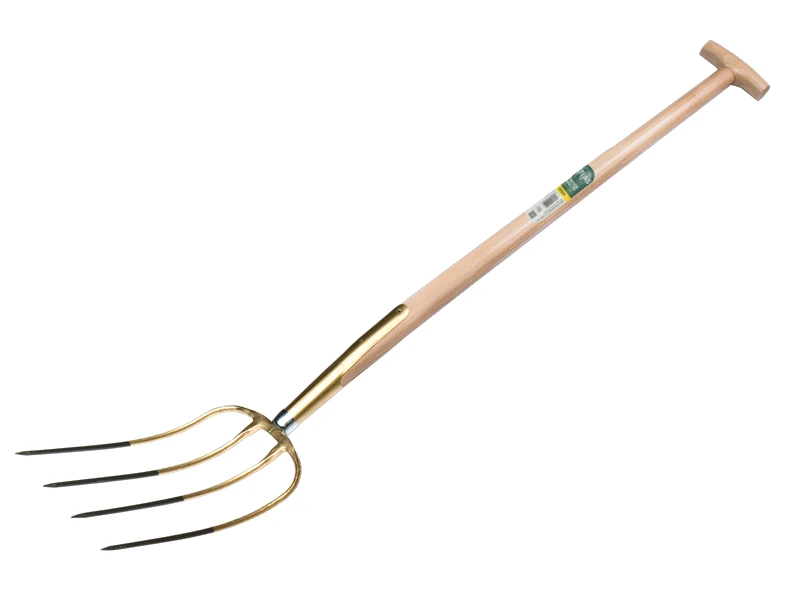 Fourche à fumier OFFNER 4 dents bronze, avec manche de bêche en T ATLAS 90 cm