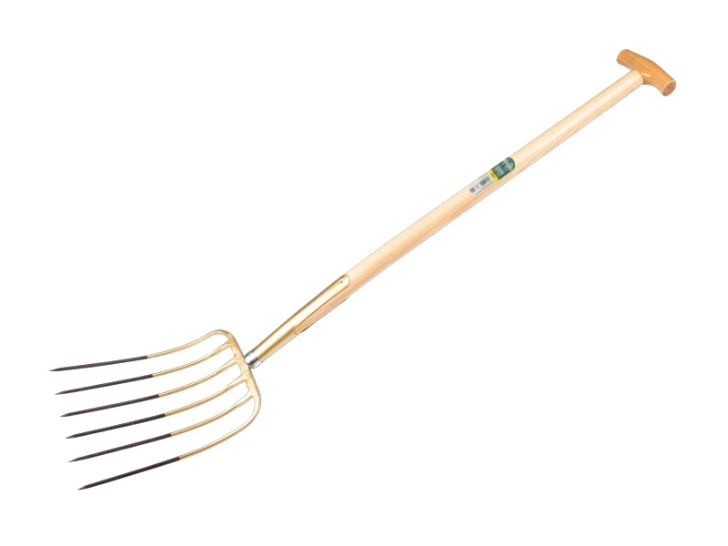 Fourche à fumier OFFNER 6 dents bronze, avec manche de bêche en T ATLAS 90 cm