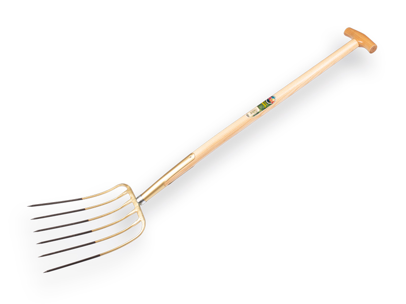 [911080] Mistgabel OFFNER 6-zinkig brons, mit ATLAS T-Stiel 90 cm