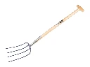 Fourche à fumier Jimmy 4 dents bleue, avec manche de bêche en T en bois de frêne 85 cm