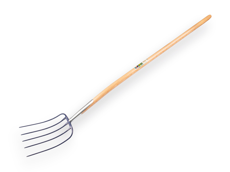 [915180] Mestvork Jimmy 5 tands blauw, met ESSEN knopsteel 135 cm