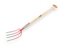 Fourche à fumier OFFNER 4 dents rouge, avec double ressort et manche de bêche en T ATLAS 90 cm