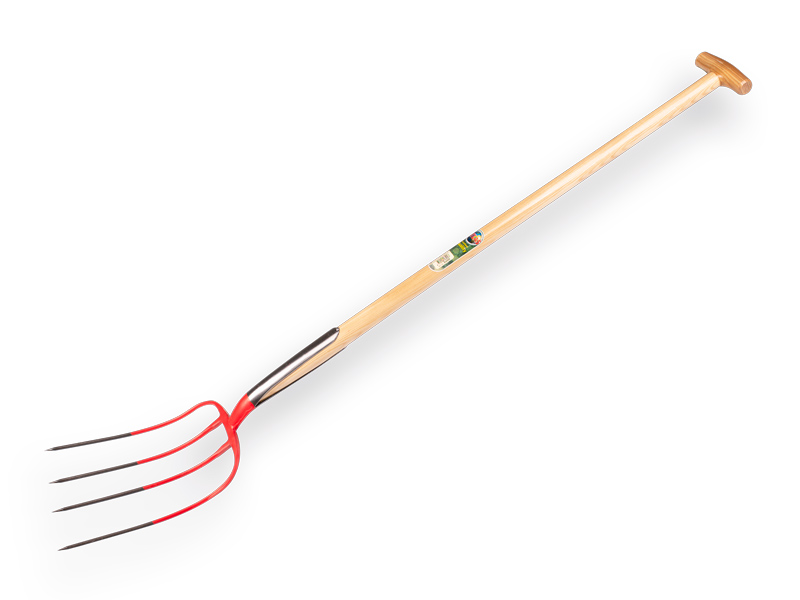 [916401] Mistgabel OFFNER 4-zinkig rot, mit doppelter Feder und ATLAS T-Stiel 100 cm