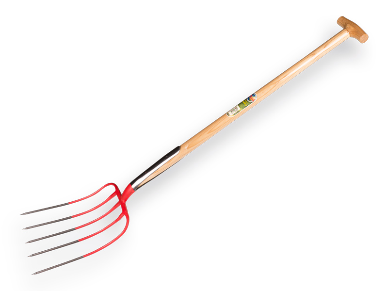 [916500] Mistgabel OFFNER 5 Zinken rot, mit Doppelfeder und ATLAS T-Stiele 90 cm