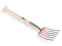 Fourche à fumier OFFNER 6 dents rouge, avec double ressort et manche de bêche en T ATLAS 90 cm