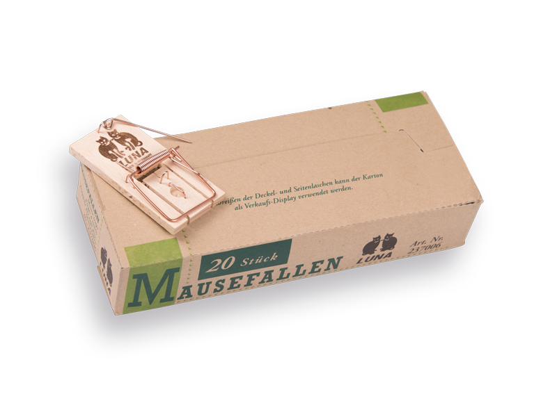 [930352] Mausefalle - Mauseklemme LUNA Holz (pro Karton mit 20 Stück)