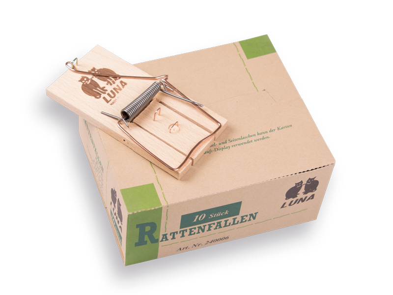 [930362] Rattenfalle - Rattenklemme LUNA Holz (pro Karton mit 10 Stück)