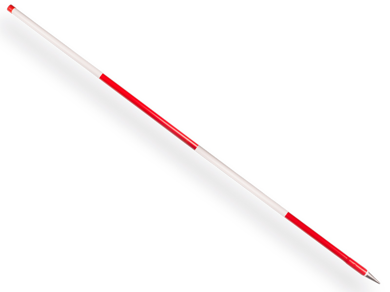 [960905] Jalon NESTLE 200 cm bois plastifié, partie supérieure blanche, avec pointe métallique