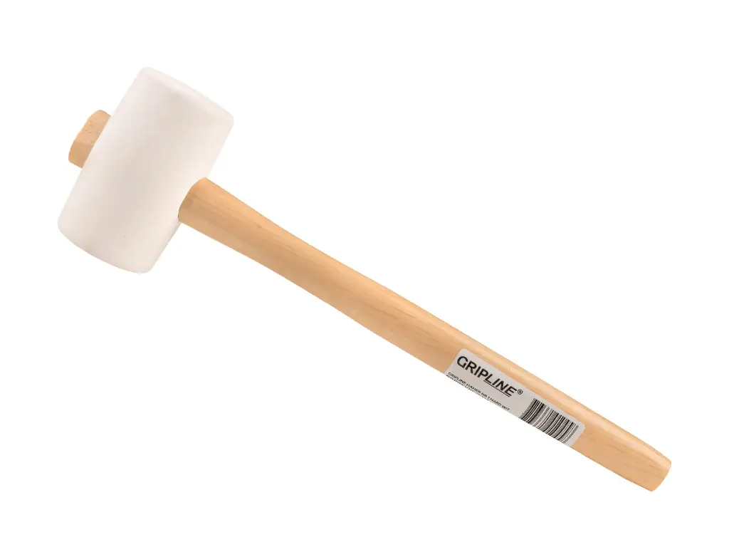 [998670] Rubber mallet GRIPLINE white No. 1 hard, 400 grams Ø 50 x 90 mm, with ash wood handle
