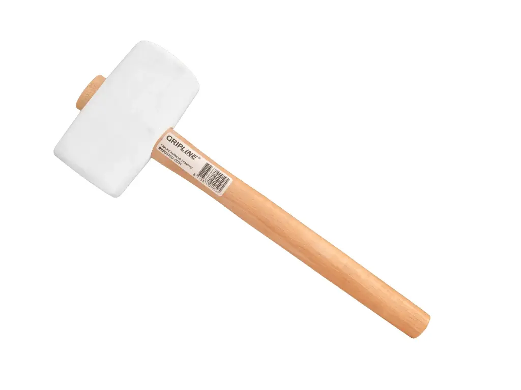 [998674] Maillet en caoutchouc GRIPLINE blanc n° 3 dur, 1,0 kg Ø 75 x 130 mm, avec manche en bois de frêne