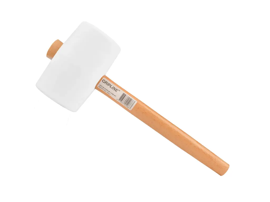 Rubber mallet GRIPLINE white no. 4 hard, 1.35 kg Ø 85 x 140 mm, with ash wood handle