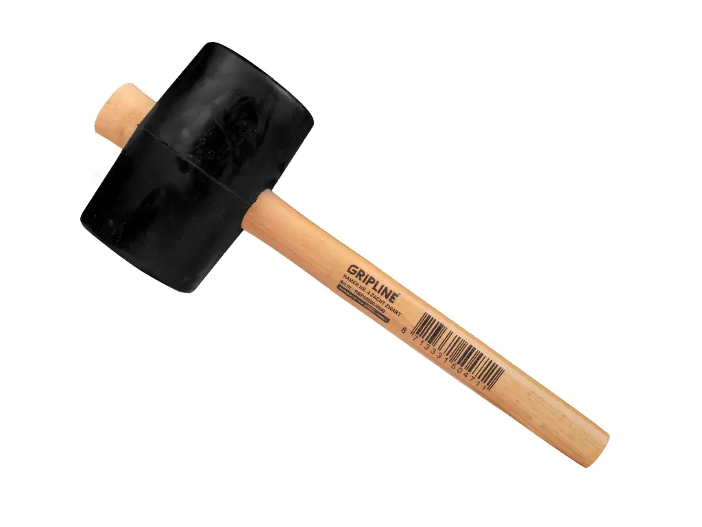 [998690] Gummihammer GRIPLINE Nr. 4 weich, 1,2 kg Ø 90 x 140 mm, mit ESCHENHOLZ-Stiel