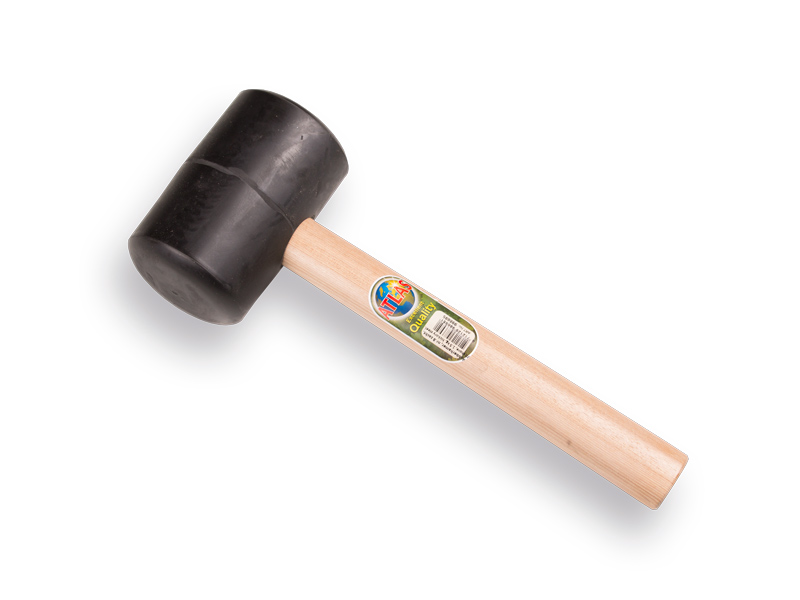 Rubberhamer ATLAS nr. 8 zacht 70 shore, 1.5 kg Ø 90 x 145 mm, met HICKORY steel
