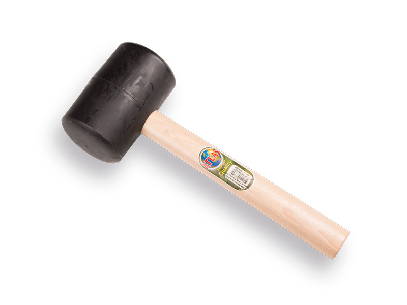 Rubber mallet ATLAS No. 8 hard 90 shore, 1.5 kg Ø 90 x 145 mm, with hickory handle