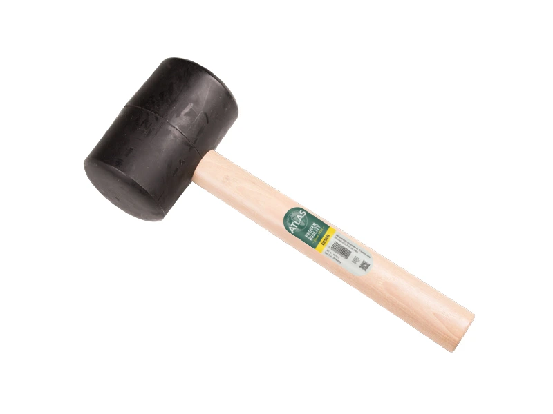 Rubber mallet ATLAS no. 8 hard 90 shore, 1.5 kg Ø 90 x 145 mm, with HICKORY handle