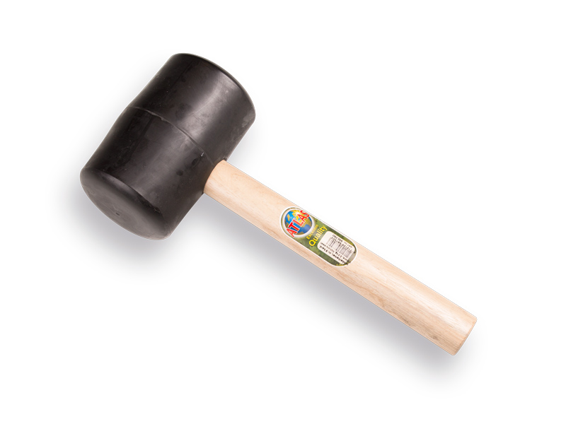 Rubber mallet ATLAS No. 9 hard 90 Shore, 2.0 kg Ø 100 x 160 mm, with hickory handle