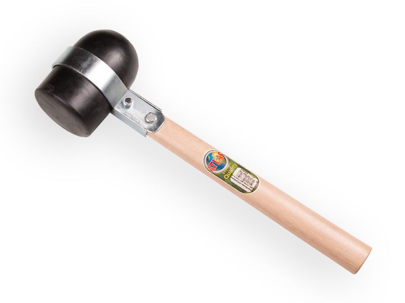 Rubber mallet ATLAS Rotterdams, soft 70 shore, without hole, with bracket and HICKORY handle