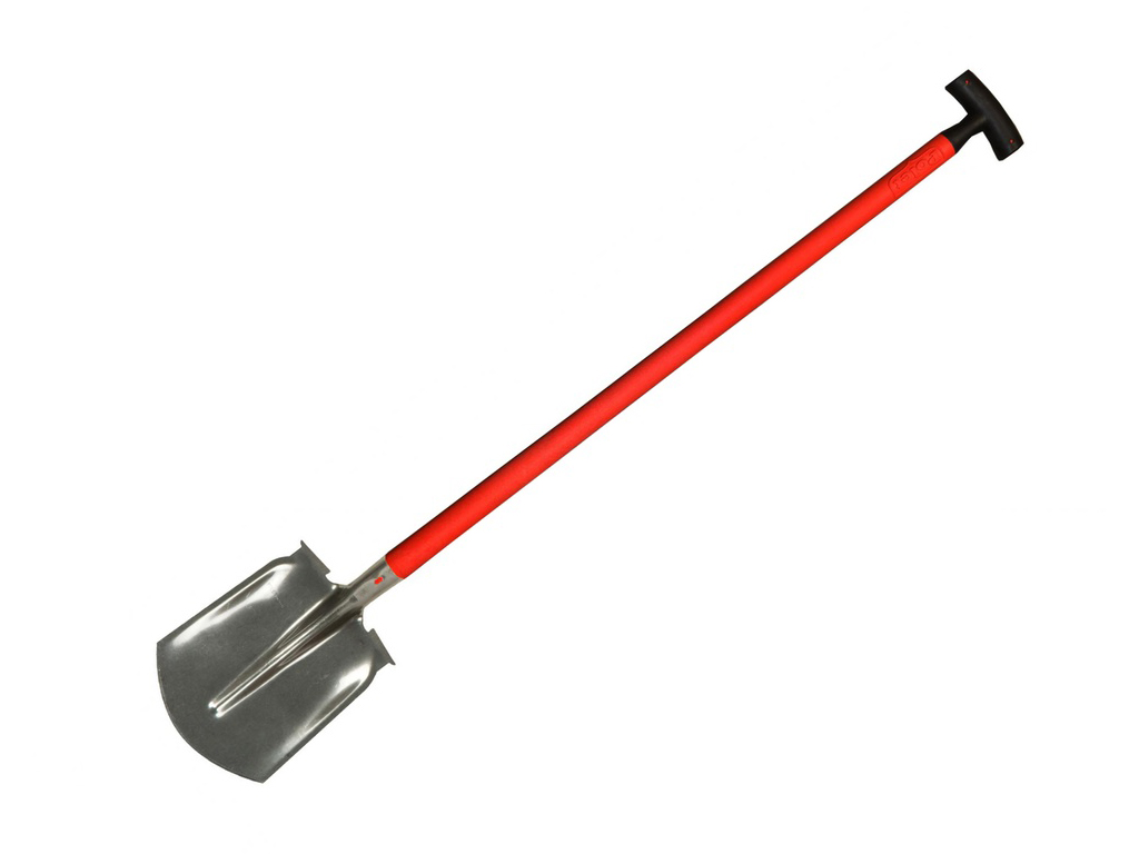 Flachrandschaufel POLET 1/4 000, gehärtet und poliert, FLACHER TRITT, mit Fiberstiel 110 cm