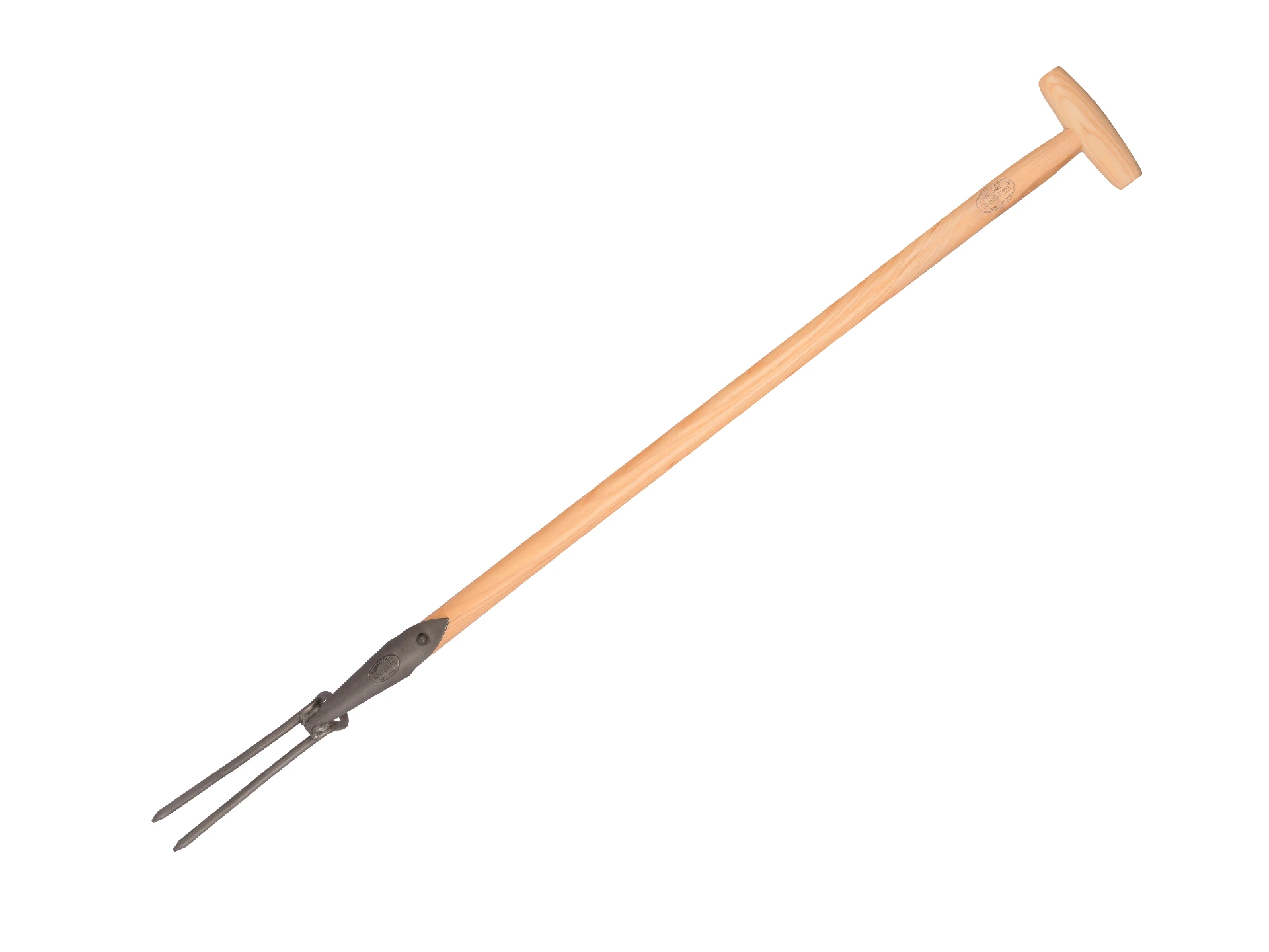 Weeding fork - DE WIT weeding tool 2-tine, with ash wood T-handle 80 cm