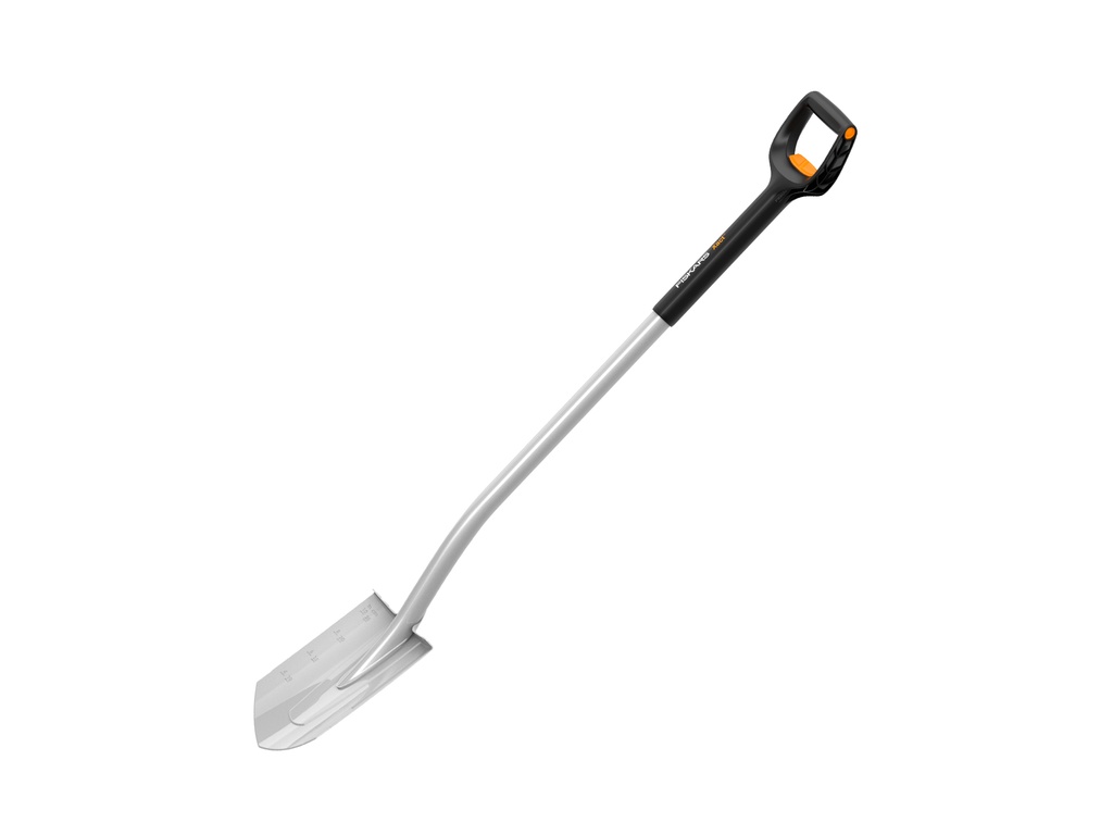 Gartenspaten FISKARS Xact spitz, mit D-Griff, Länge verstellbar 111 - 130 cm