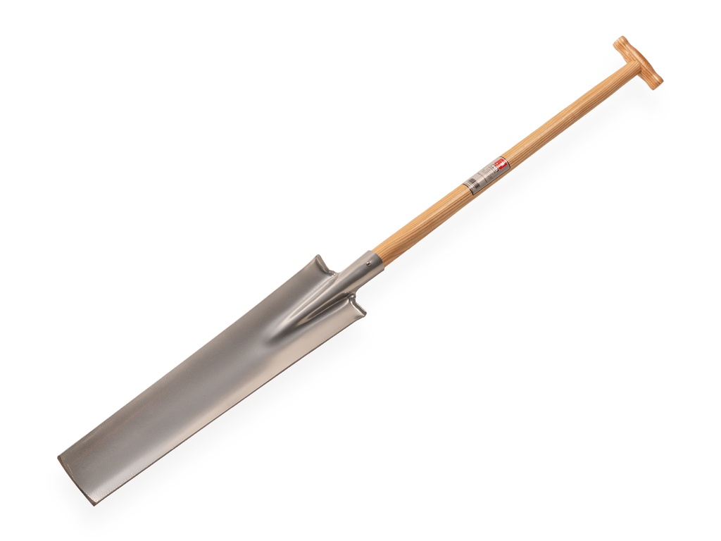 [810084] Drainagespaten - Kabelspaten IDEAL Gloria, mit Tritt und Buchen T-Stiel 85 cm, Blattgröße 13 x 55 cm