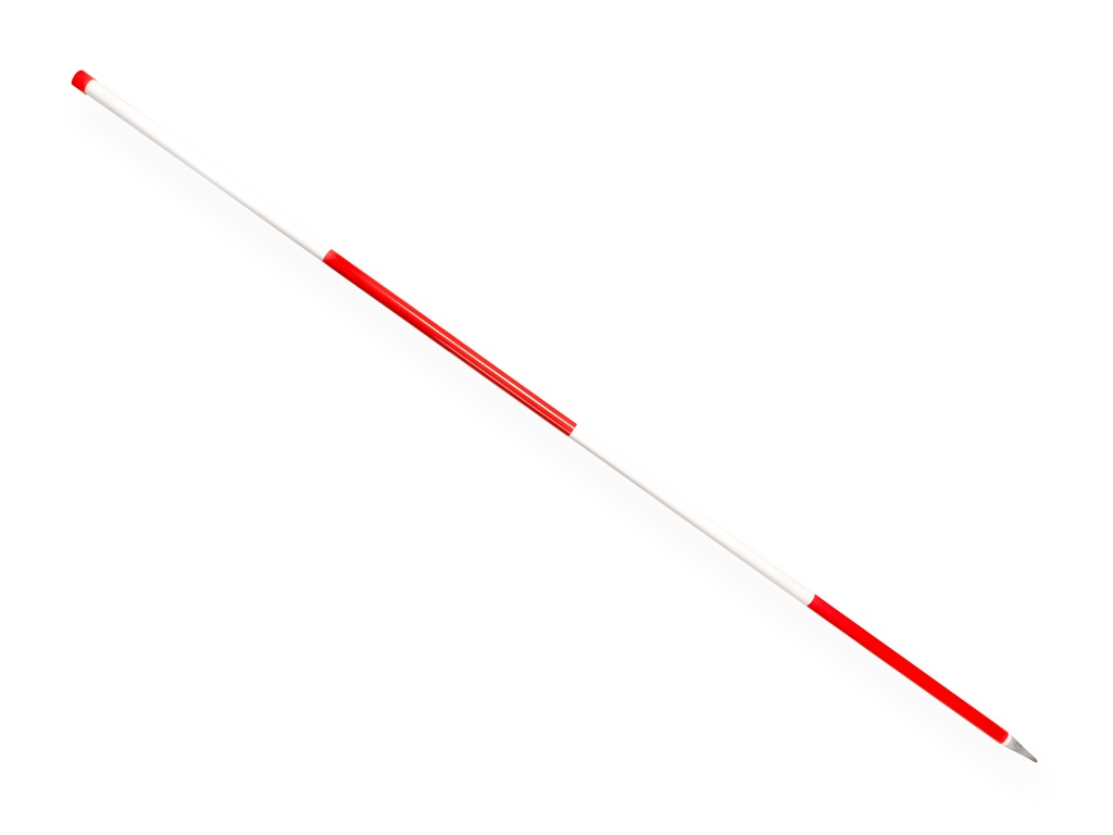 Jalonstok NESTLE staal, lengte 200cm., ronde buisspits, bovenkant Wit