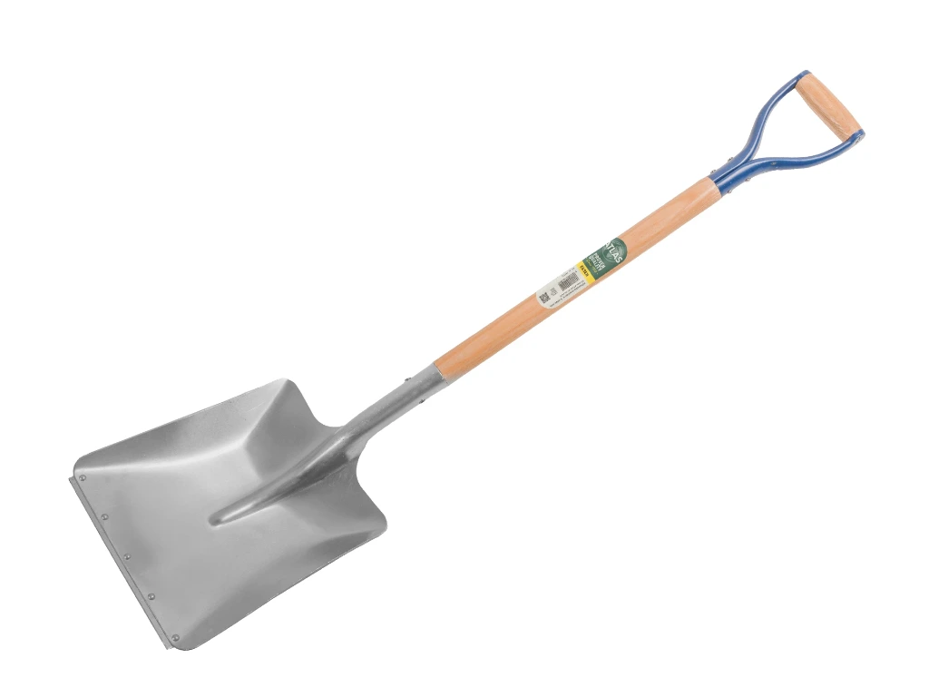 [797010] Ballast shovel ATLAS aluminium with wear strip, 28 x 33 cm, with metal D-handle 80 cm straight