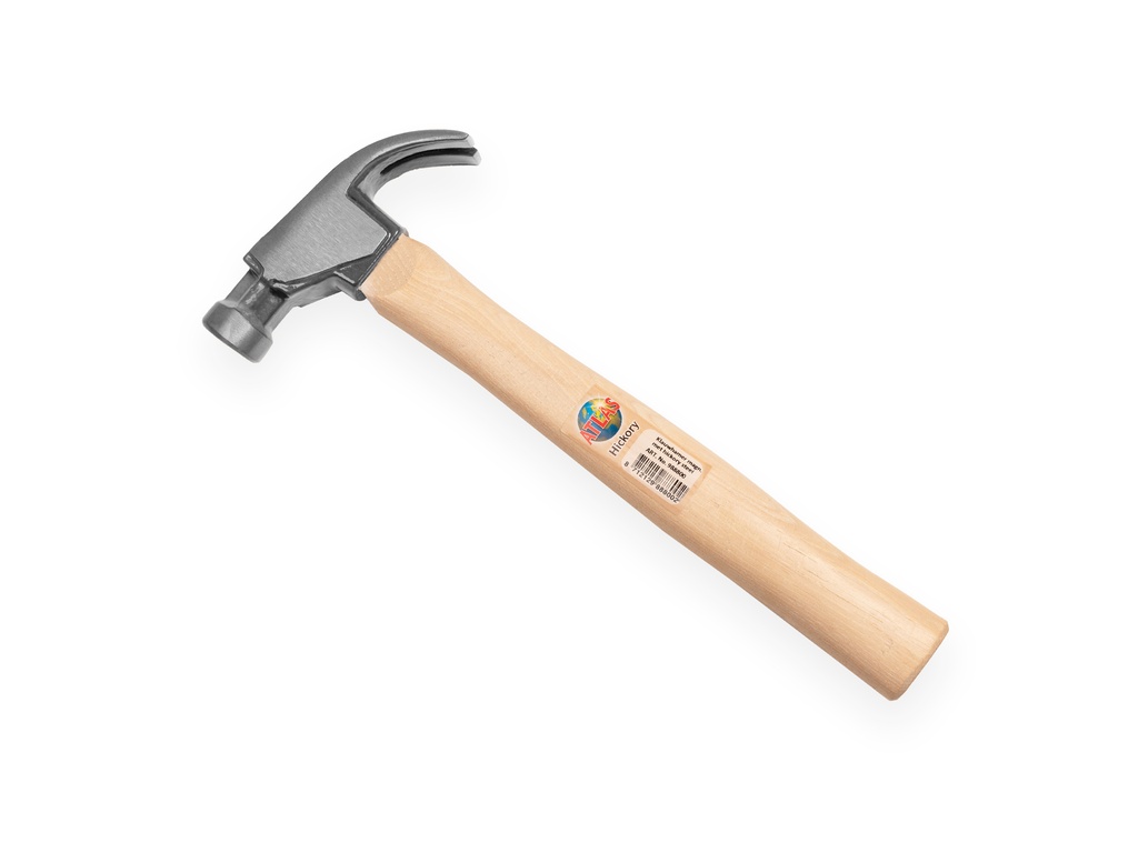 Marteau arrache-clous ATLAS 450 gram avec porte-clou magnétique et manche HICKORY 32 cm