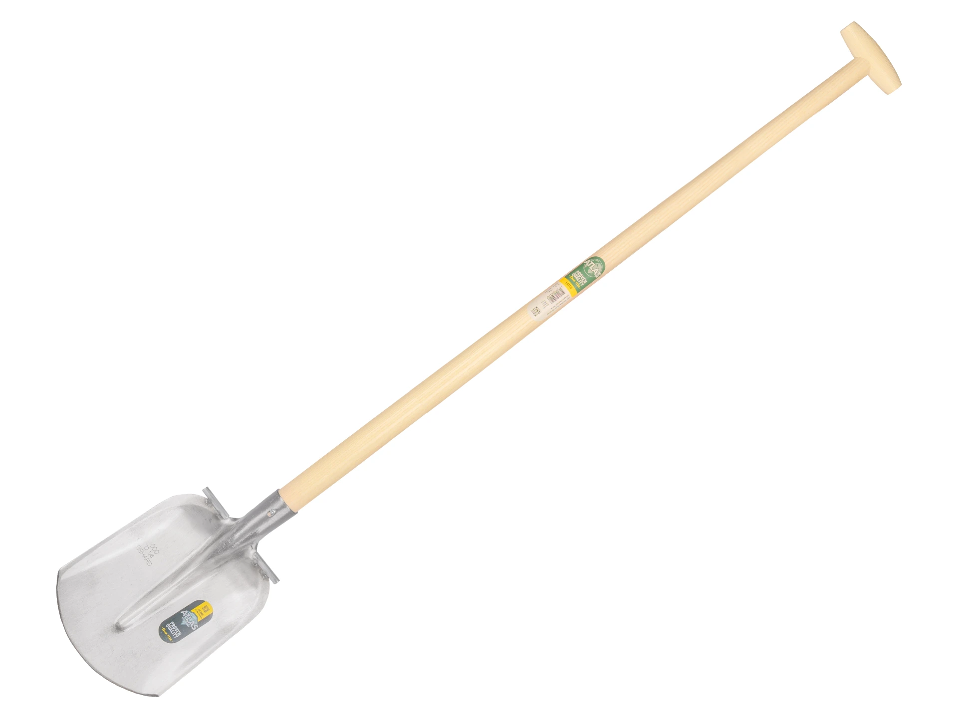 Digging shovel ATLAS DIAMANT 1/4 000 hardened, polished, round treads, with ATLAS shovel handle 120 cm bent, FSC 100%