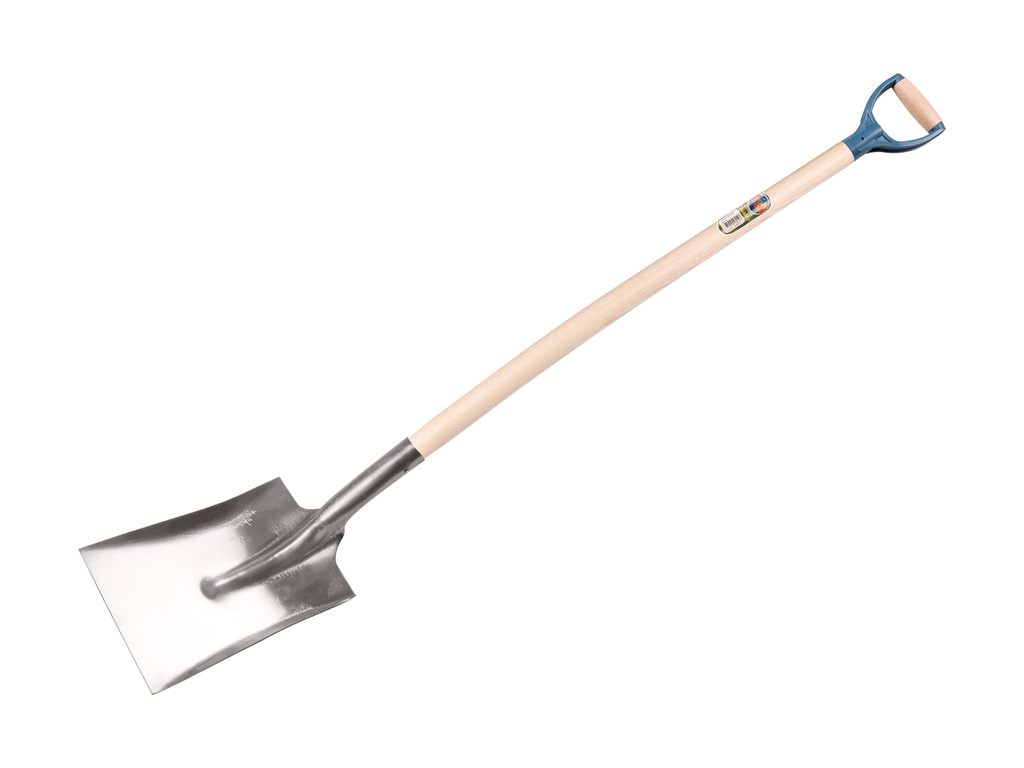 Ballast shovel ATLAS aluminium no. 0 without strip, 23.5 x 29 cm with plastic D-handle 95 cm long