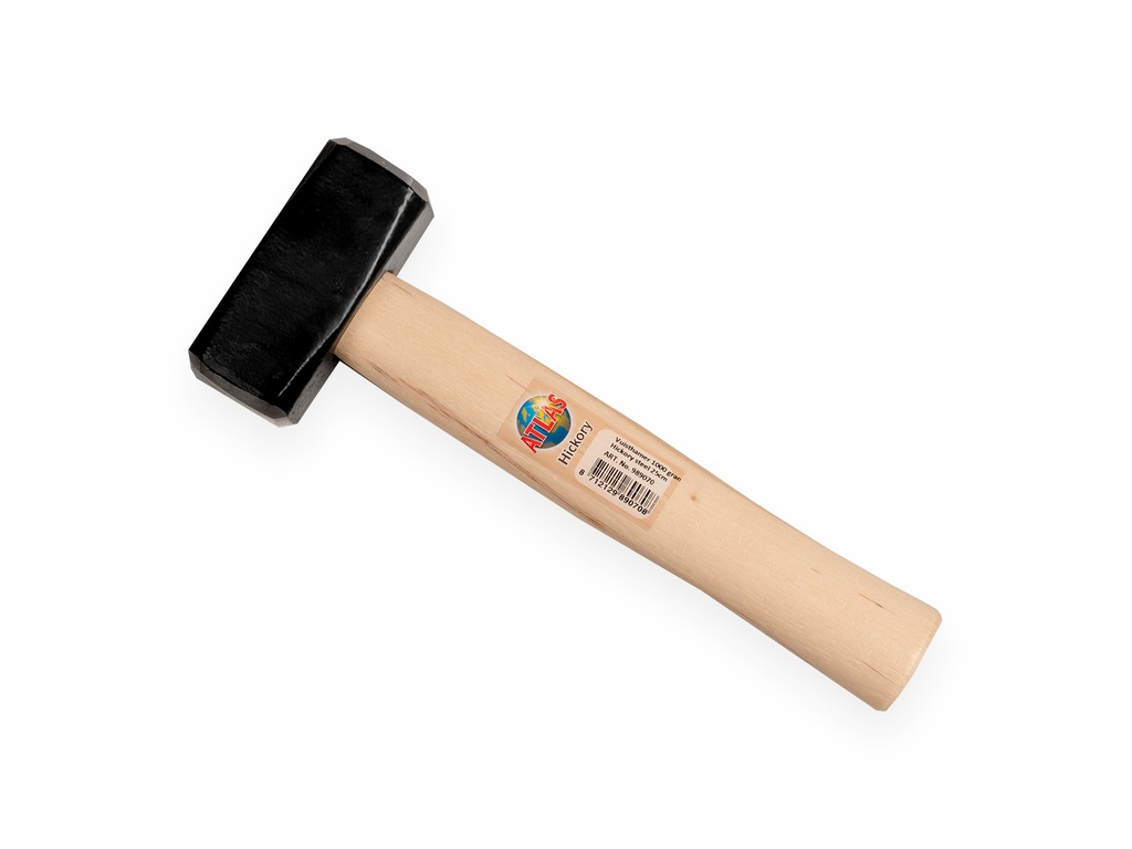 [989070] Fäustel - Hand-Vorschlaghammer ATLAS 1000 Gramm, DIN 6475, mit HICKORY Stiel 26 cm