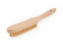 Brosse à main 5 rangs, fil d'acier laitonné trempé, avec POIGNÉE EN BOIS