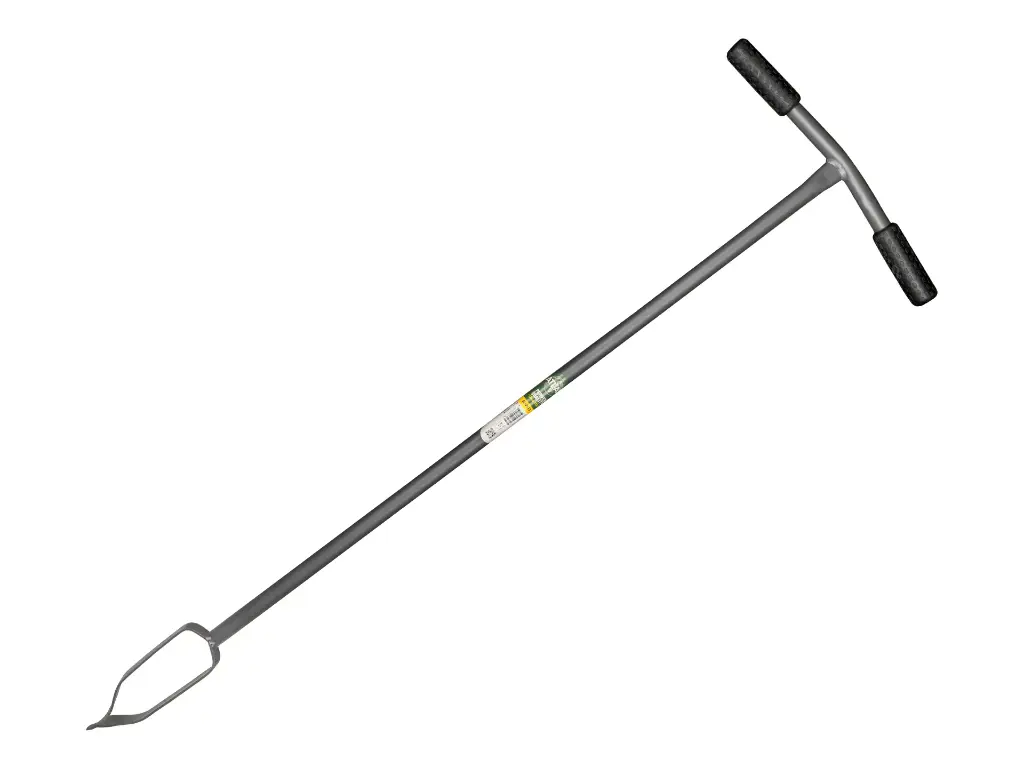 Grondboor 7,5 cm atlas, grijs gelakt, gehard met rubberen handvat, lengte 122 cm