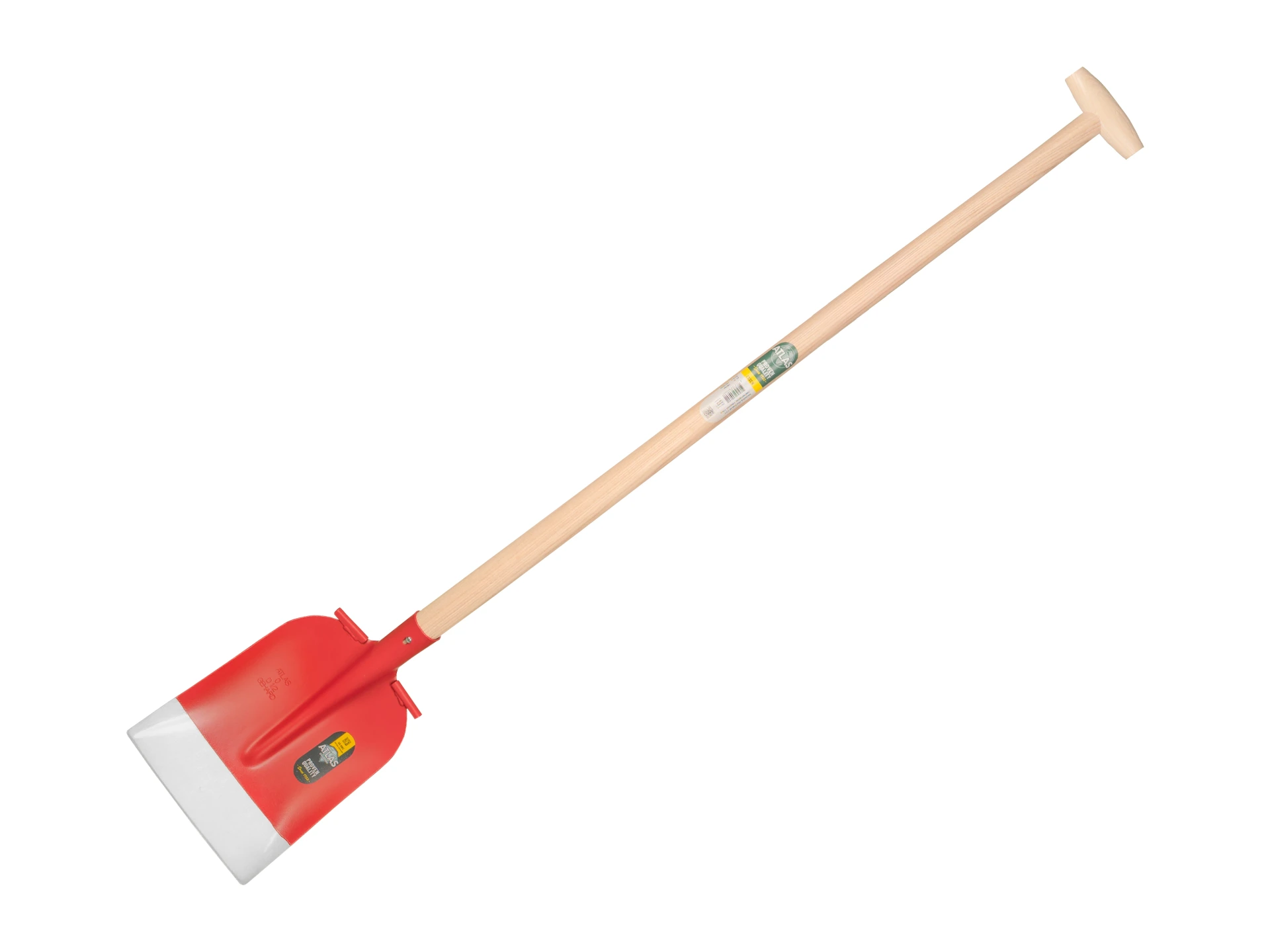 [780960] Pelle à béton ATLAS DIAMANT 1/2 0 rouge, extra trempé, repose-pieds ronds, avec manche de pelle ATLAS 110 cm courbé, FSC 100%