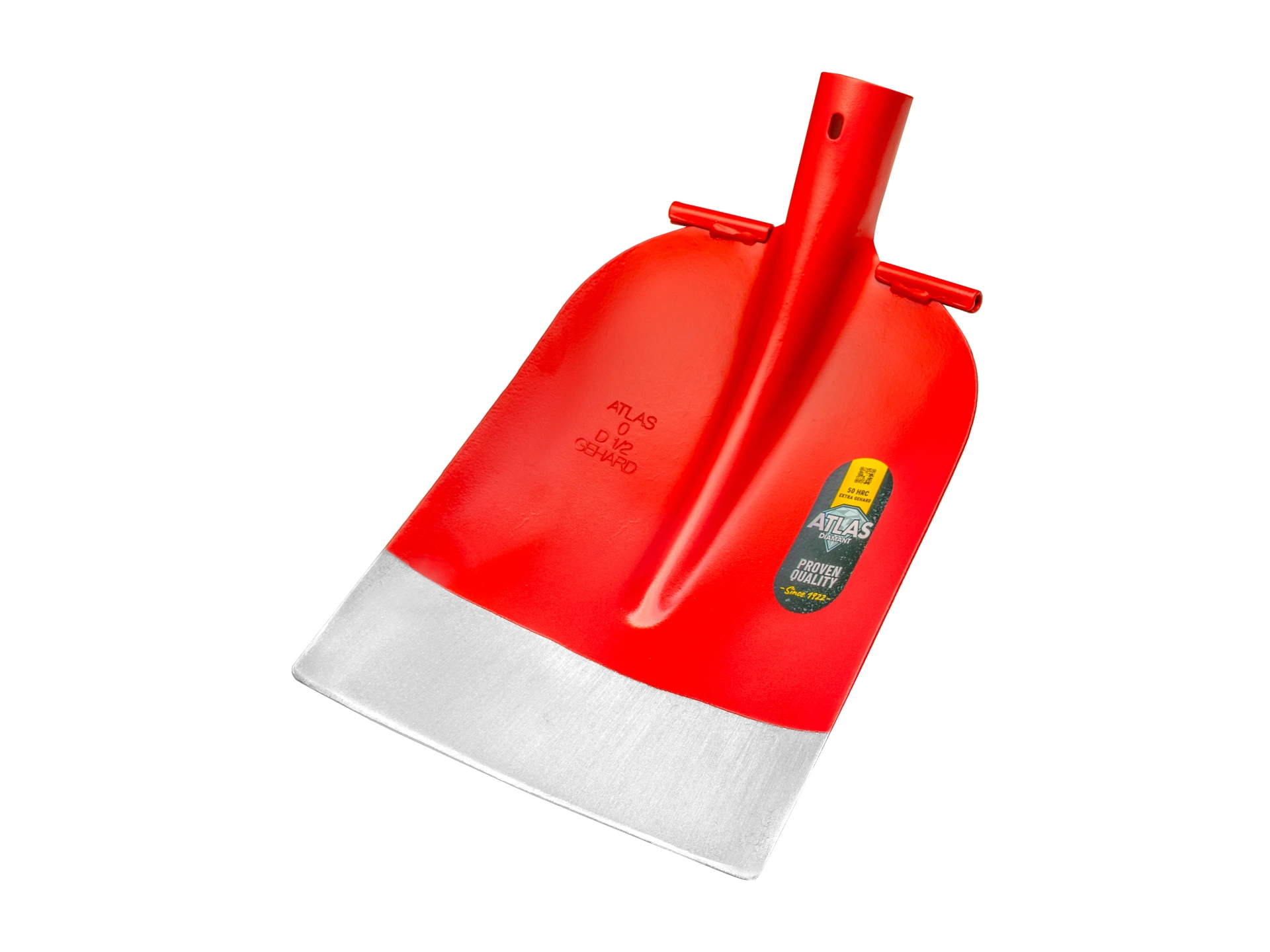 Concrete shovel ATLAS DIAMANT 1/2 0 red, extra hardened, ROUND TREADS, without handle
