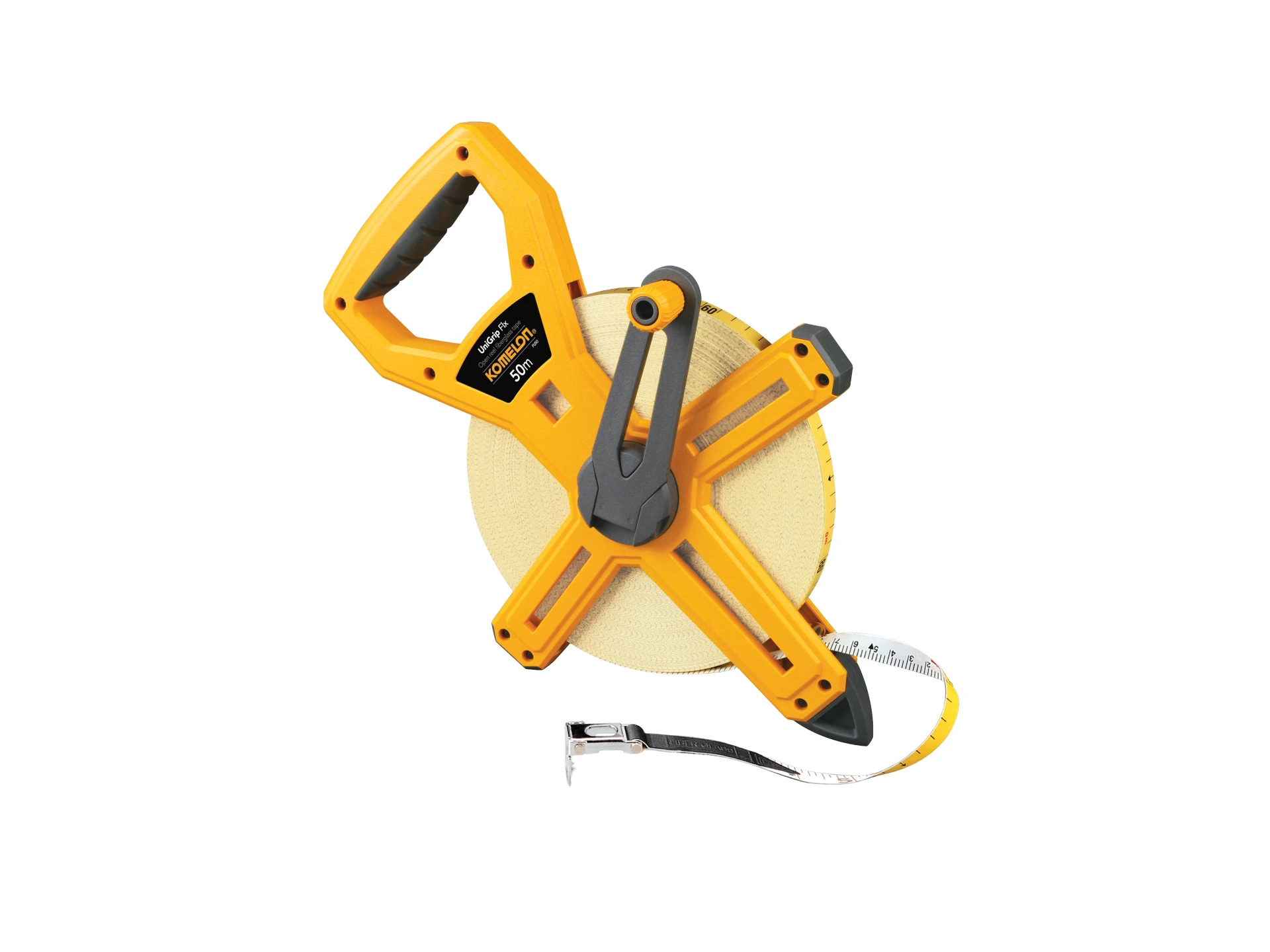 Komelon roll measuring tape UniGrip Flx 50 meter, with fiberglass tape and hook