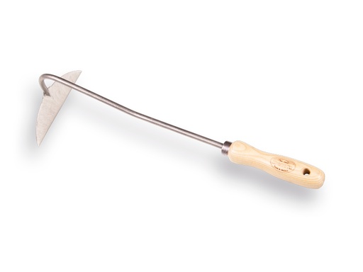 [1025170] Hand hoe - Hand draw hoe DE WIT half-moon 14 cm, polished, with ash wood handle 14 cm