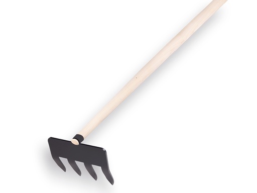 [1040208] Ditch hook DE WIT 4 tines with plate and ring, with tapered ATLAS handle 340 x 4.5 cm