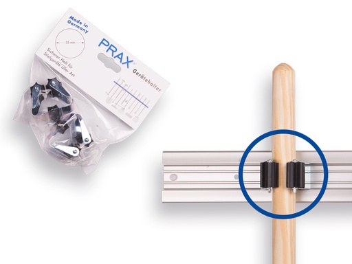 [1107410] PRAX Gerätehalter Ø 25 mm für Stiele ø 20 bis 30 mm. Zwei Stück in einer Verpackung 