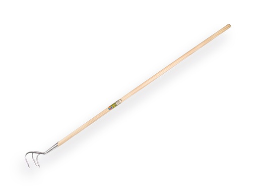 [1314140] Griffe de jardin 3 dents galvanisée avec manche IKAPE 150 x 2,8 cm. FSC 100%