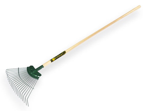 [1315400] Leaf rake BULLDOG Springbok 20 round tines, spring steel, with lacquered ash wood handle 135 x 3.0 cm
