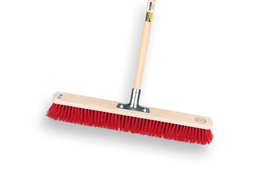 [1490345] Stable broom SOLIDE PPN red 60 cm, with holder and IKAPE handle 150 x 2.8 cm. FSC 100%