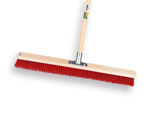 [1490347] Stable broom SOLIDE PPN red 80 cm, with pole holder and IKAPE handle 150 x 2.8 cm. FSC 100%