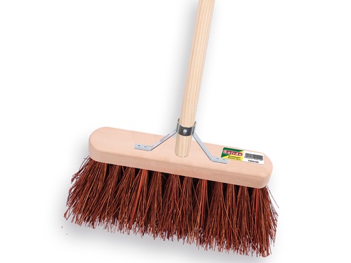 [1490376] Balai de voirie SOLIDE bassine 29 cm, avec manche IKAPE 140 x 2,8 cm et support de manche de balai. FSC 100 %