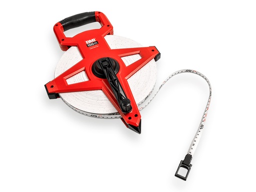 [1505434] Measuring tape BMI 100 meter fiberglass, cross reel with marking point and ring