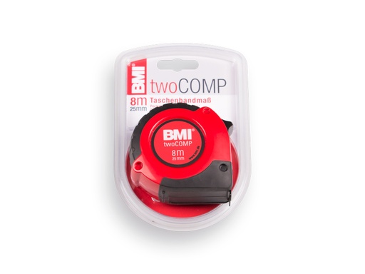 [1505494] BMI TwoCOMP Taschenbandmaß 8 m aus schlagfestem ABS-Kunststof mit robuster Bandmechanik 