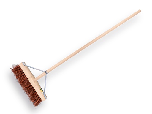 [1550405] SOLIDE Straßenbesen BASSINE 45 cm. Runder Holzrücke mit IKAPÉ Stiel 150 x 2,8 cm und extra breiter Stielhalter