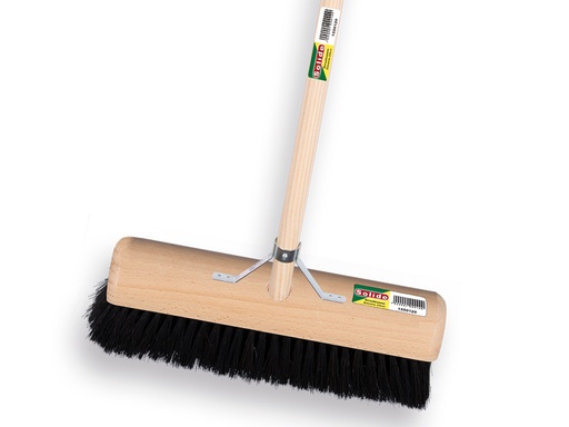 [1550645] Push broom SOLIDE black horsehair 40 cm, round cap, with IKAPE handle 150 x 2.8 cm and broom handle bracket. FSC 100%